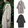 Women Autumn and Winter Soft Oversized Woolen Coat, Long Sleeve, Front Welt Pockets, Female Outerwear, Chic Overcoat, Fashion
