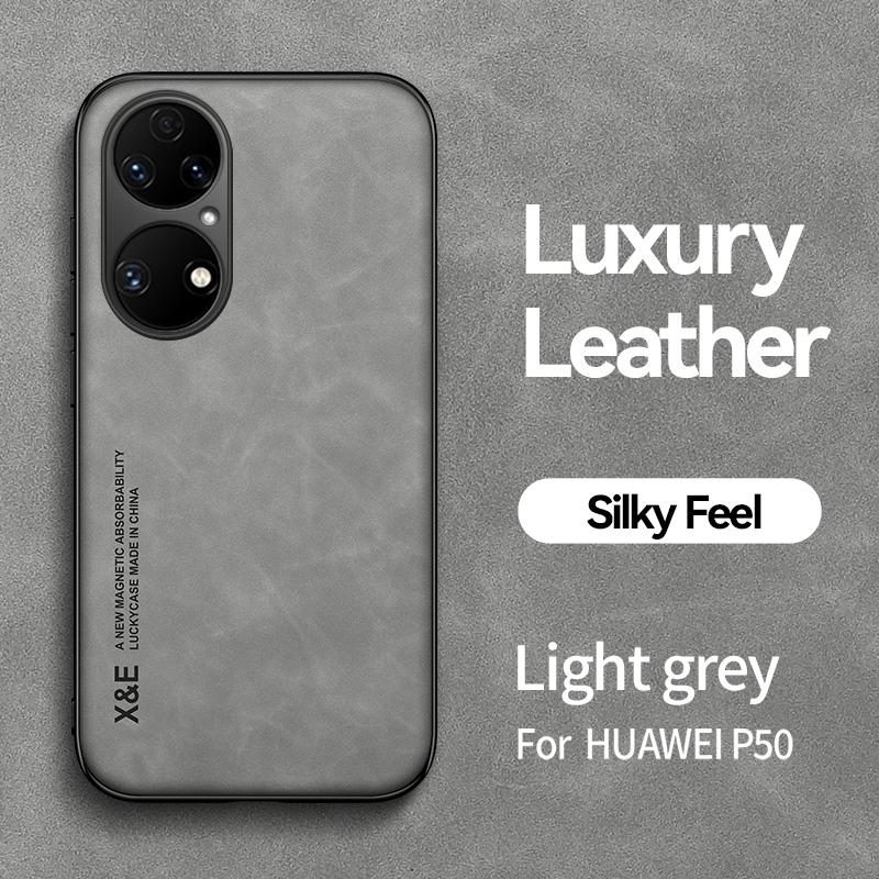 Чехол для Huawei P50 Pro, роскошный кожаный чехол из ТПУ с мягкой рамкой для телефона Huawei P 50 P50Pro, автомобильный магнитный держатель, защитная задняя крышка