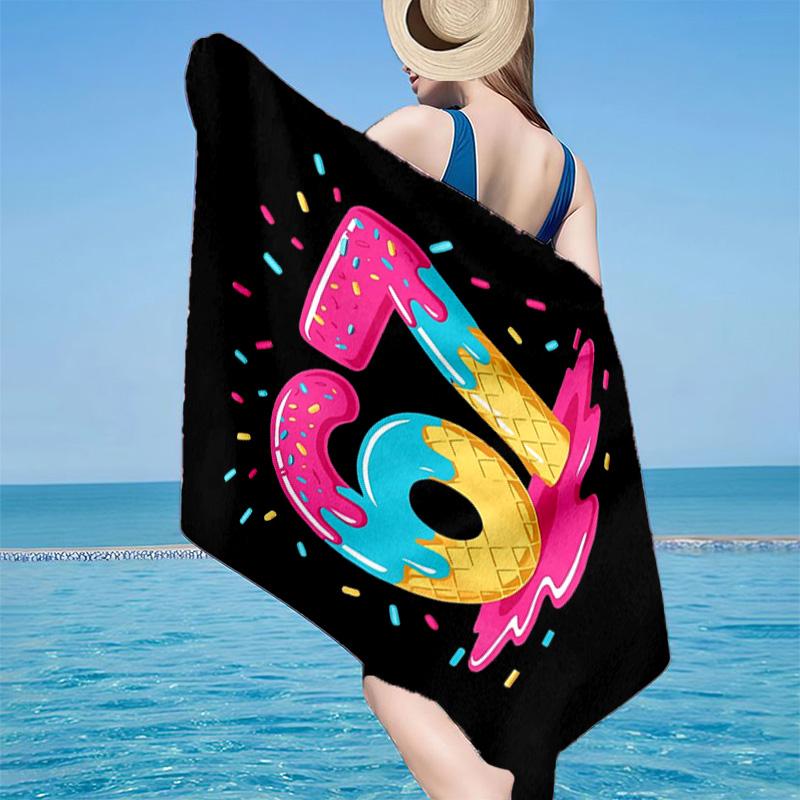 Energy Number 67 Design Microfiber Beach Towel, Lightweight And Quick-Dry, for Summer Travel, Beach Essential, Swimming Pool
