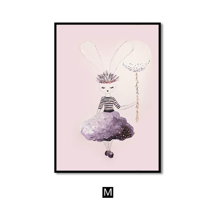 Розовый детский цветок для девочек, настенная живопись на холсте, картина с лошадью, лебедем, плакаты на скандинавскую тему и принты, настенные панно для гостиной, детской комнаты