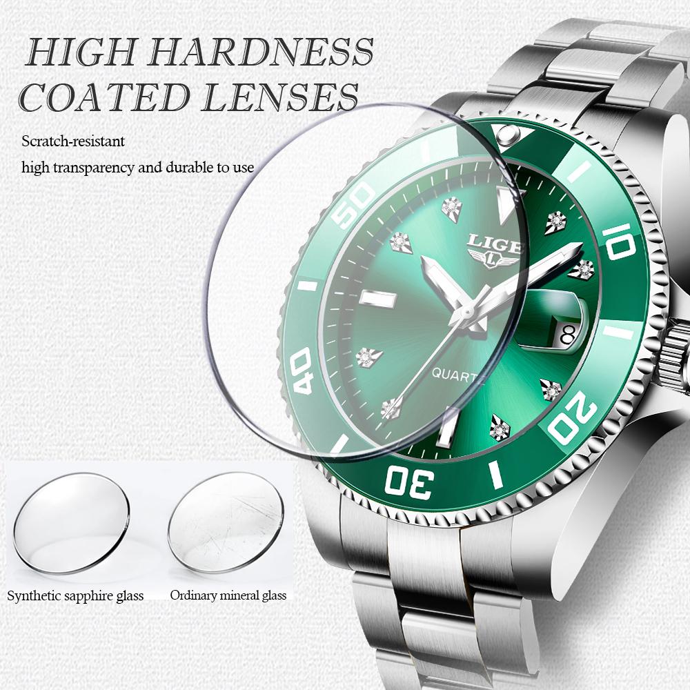 LIGE Новые лучшие брендовые роскошные мужские часы модные повседневные водонепроницаемые кварцевые часы с датой