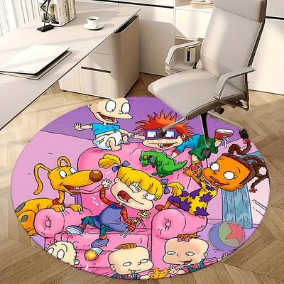 Cartoon Network, Коврик-подкладка под стул Rugrats, Круглый ковер, Ковер для офиса, Машинная стирка, Нескользящий, Подходит для гостиных, спален