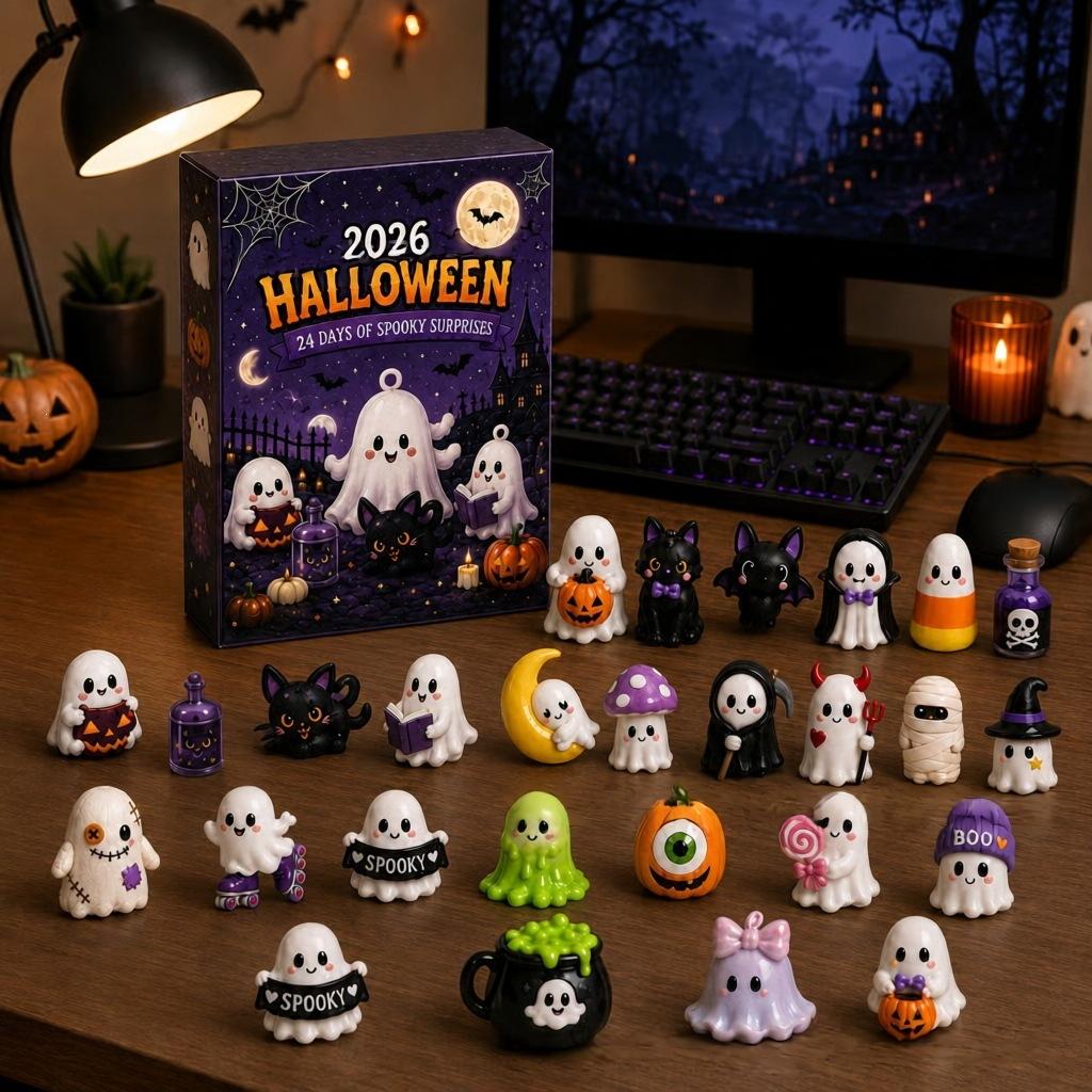 2026 Halloween Countdown Calendar Surprise Box – PVC Spooky Character Figurines, Children’s Countdown Calendar, Halloween Party Gifts and Decorations