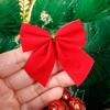 36/12Pcs Mini Christmas Bow Ornaments Red Glitter Ribbons Bow Xmas Tree Gift Wrapping DIY Crafts Navidad Party Home Decoration