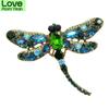Crystal Vintage Dragonfly Brooches For Women Large Insect Brooch Pin Fashion Dress Coat Accessories Cute Jewelry