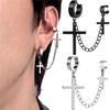 Punk Cross Tassel Earrings for Women Men Teens Clip Earring Ear Cuffs Zinc Alloy Hip Hop Jewelry Vintage Metal Chain Earing