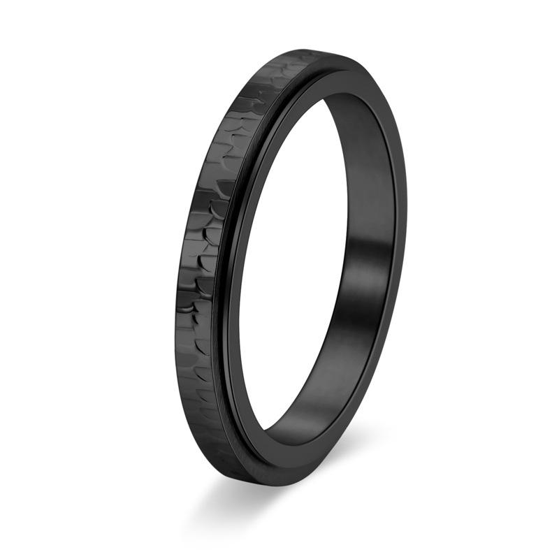 Изысканное кованое вращающееся кольцо шириной 3 мм из нержавеющей стали, элегантное женское украшение, кольцо на мизинец