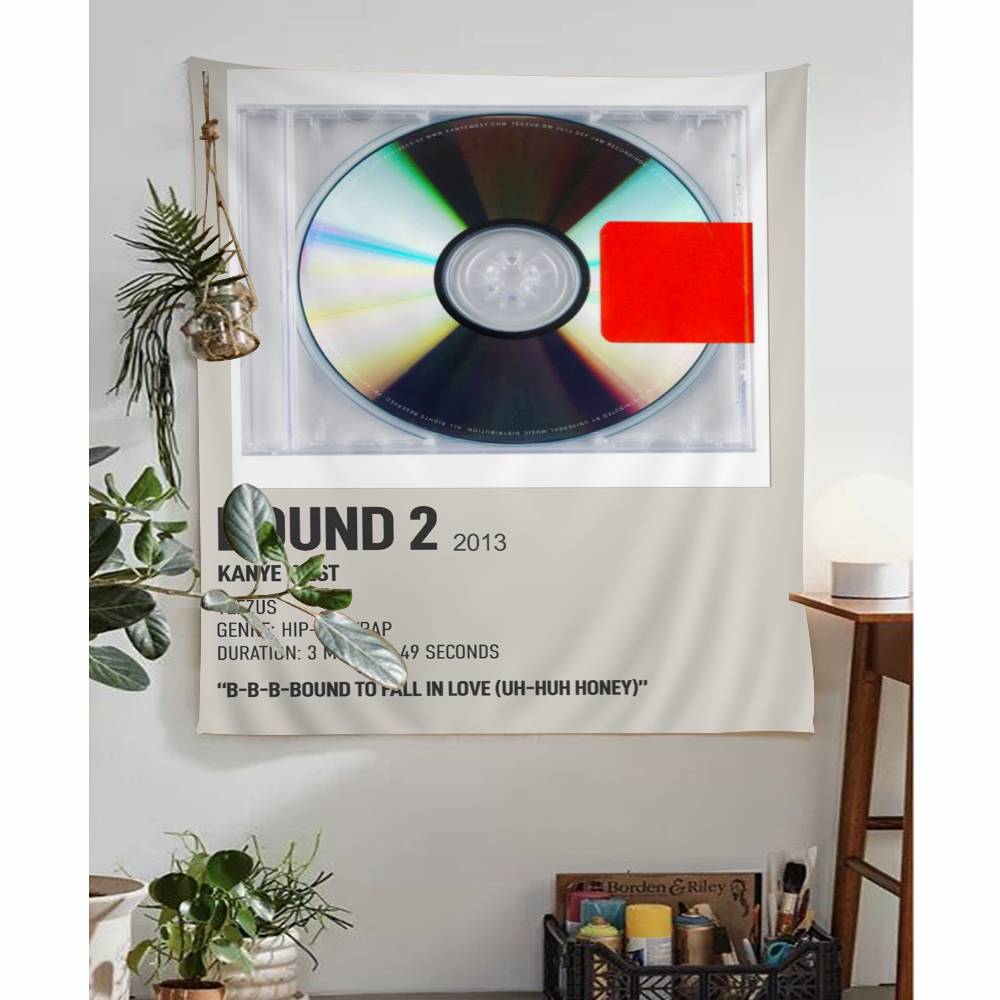 Rap Singer Kanye West Album covers Cartoon Tapestry Art Science Fiction Room Home Decor Wall Hanging Sheets