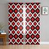 Red Black Moroccan Pattern Sheer Curtains for Living Room Decoration Window Curtains for Kitchen Tulle Voile Organza Curtains