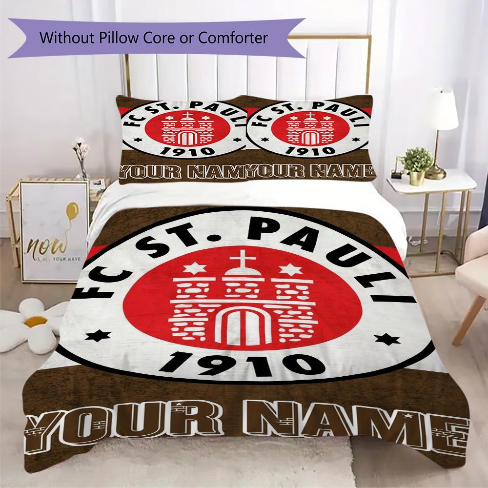 Custom Name St.Pauli Pattern Bedding uilt Set uilt Cover Pillowcase Home Decoration Birthday Gift (1*duvet cover+2*pillowcase without core)