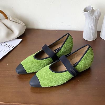 Модные милые туфли Мэри Джейн из искусственной замши смешанных цветов, женские, с внутренним увеличением высоты, балетки на плоской подошве с эластичным ремешком для женщин