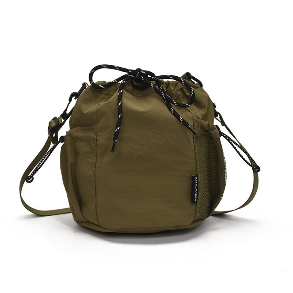Korean Style Drawstring Bucket Bag Handbag Small Crossbody Bag Sweet Nylon Shoulder Bag  Travel