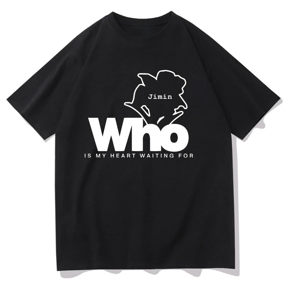 Джимин Муза Кто футболка Новая мода Женская с принтом букв Мое сердце ждет футболка Женская ретро футболка Корейский Y2k топ