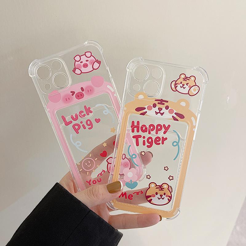 Чехол-держатель для карт Zhitai Cartoon для iPhone 15/16, 14 Pro, 6, 7, 8 Plus