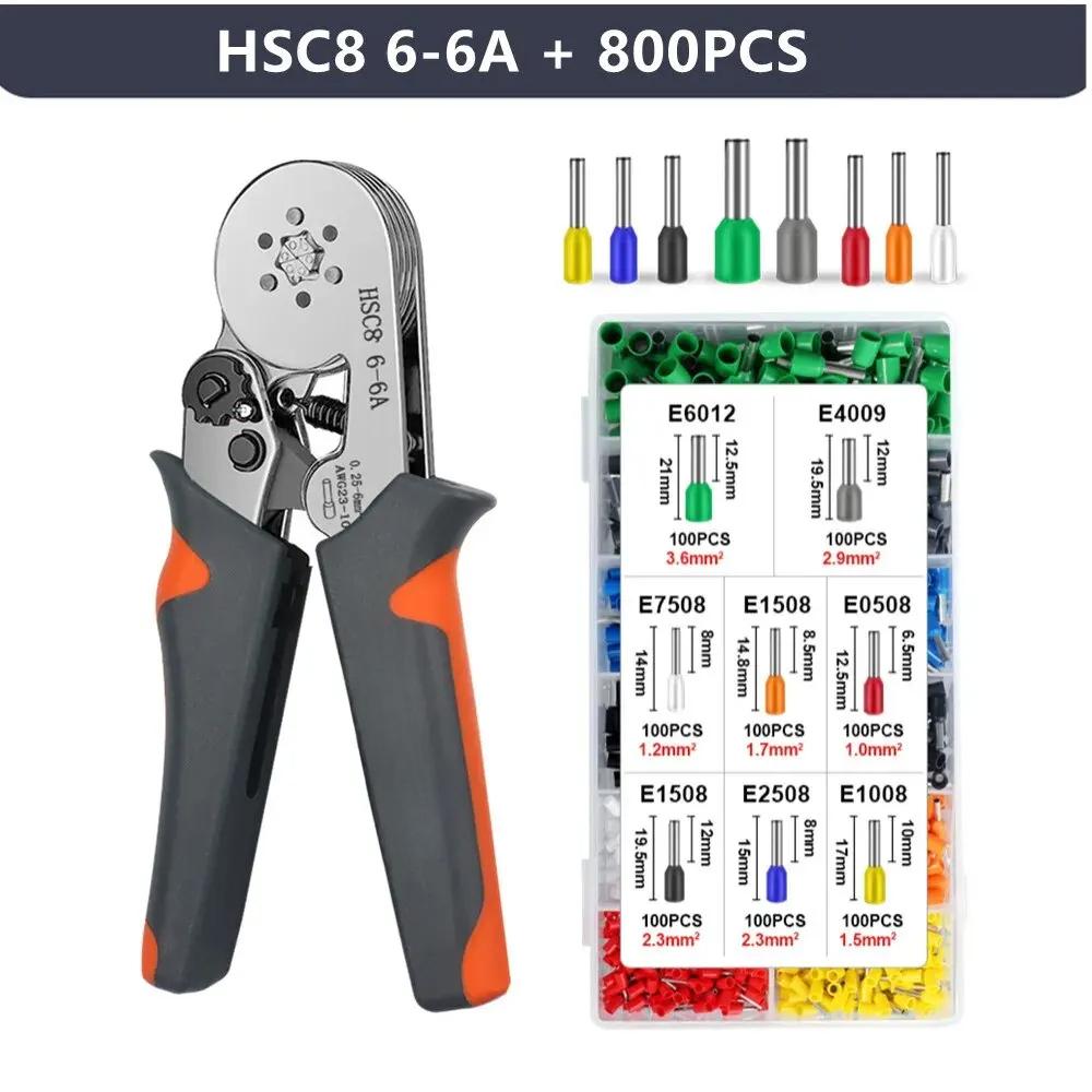 Crimping Tools Mini Electrical Pliers HSC8 6-4/6-6(0.25-10mm²/0.25-6mm²) Wire Connection Ferrule Sleeves Terminal Repair Clamp