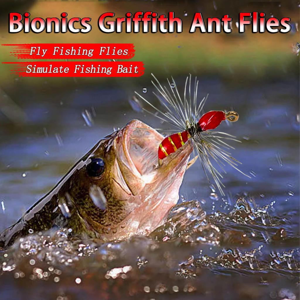 Приманка для муравьев Гриффита из 5 частей, крючок из углеродистой стали. Подходит для ловли форели, морского окуня, лосося и т. д.. - С коробкой для мух