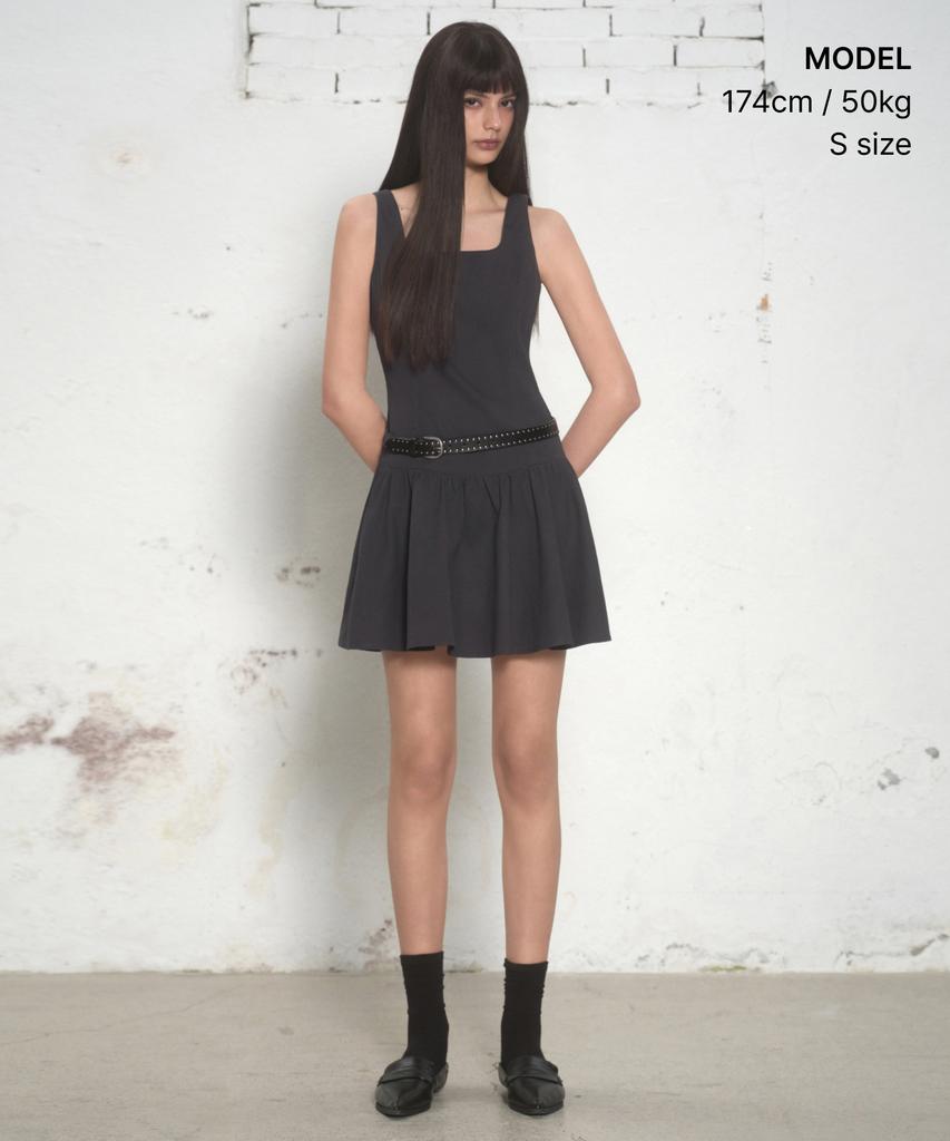 Musinsa Standard Woman Women'S Cotton Flare Mini Dress [Dark Gray]