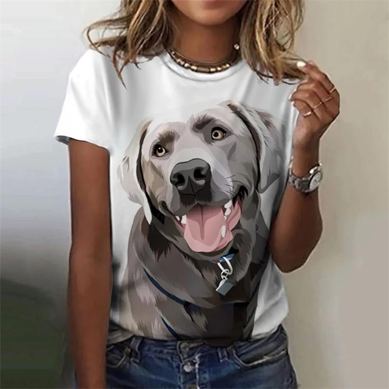 Новая модная женская футболка с милой маленькой собачкой, летняя футболка с короткими рукавами и 3d принтом, удобная одежда большого размера