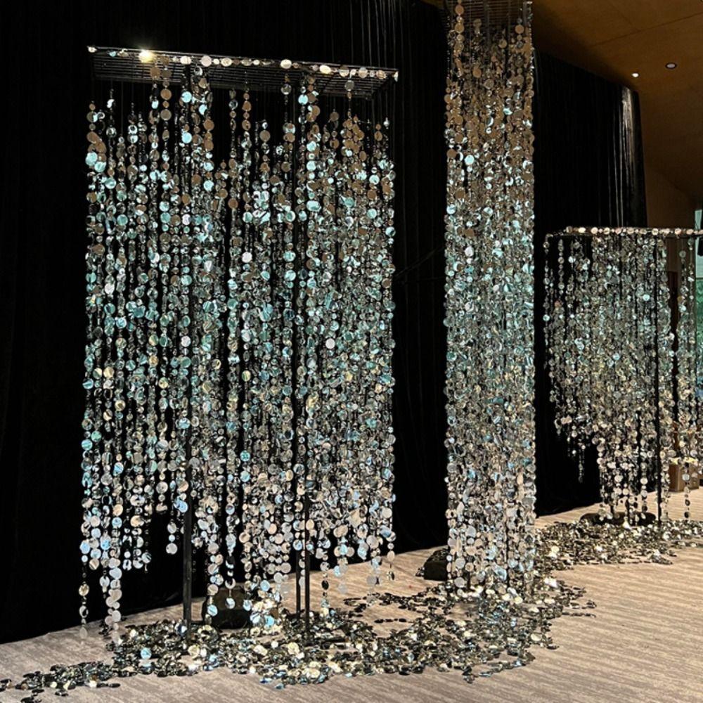 10 шт. 1 метр Блестки Подвесные Фольгированные Шторы ПВХ Блестящие Шторы Нити из Пайеток Бисерные Нити Блестящий Бисер Золото Серебро