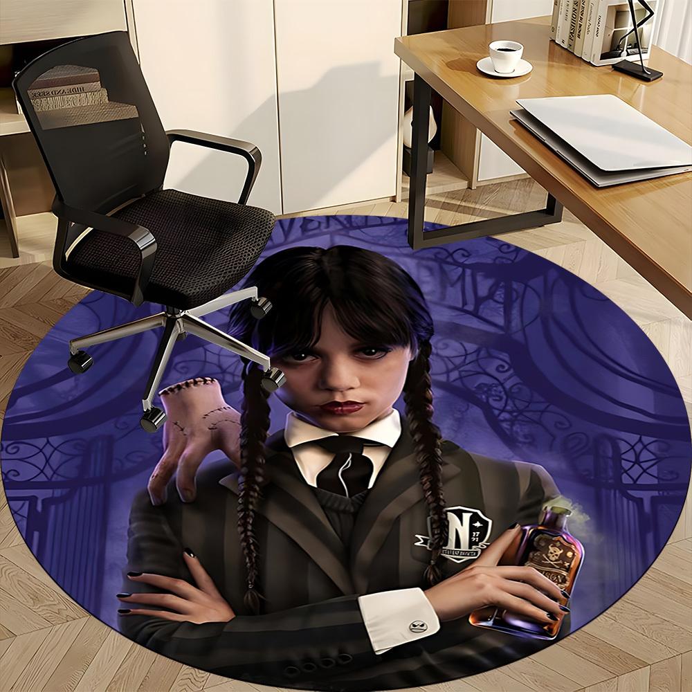 1 шт. Круглый коврик для офиса Уэнсдей Аддамс, Нескользящий, Мягкий и прочный офисный коврик для декора интерьера, Идеально подходит для офиса, Красивое украшение