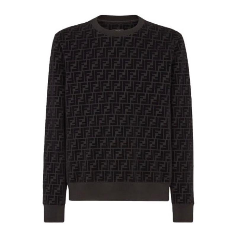 Unisex Black Jacquard Knitwear Sweatshirt with Letter Design, Long Sleeve, Round Neck