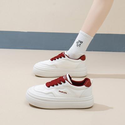 Кроссовки на толстой платформе для женщин, прогулочная обувь со шнуровкой, удобные теннисные туфли из искусственной кожи для тренировок, женские повседневные легкие нескользящие кроссовки