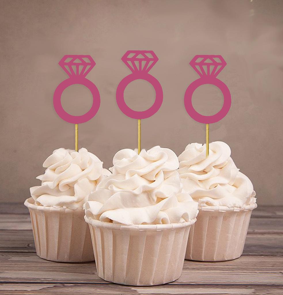 Darling Souvenir| Wedding Engagement Ring Cupcake Toppers| Party Dessert Decorations - Pack Of