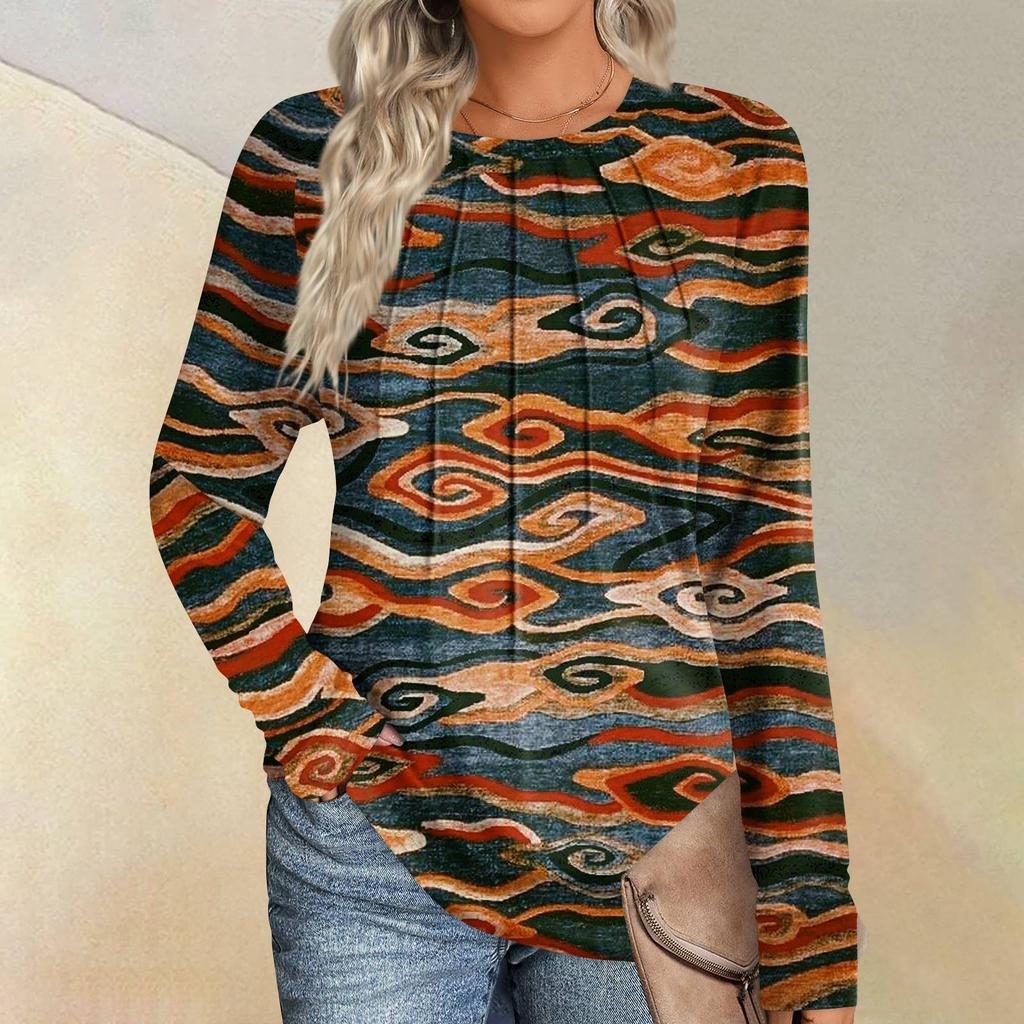 Женская мода повседневная полосатая, цветная пэчворк с длинным рукавом и круглым вырезом