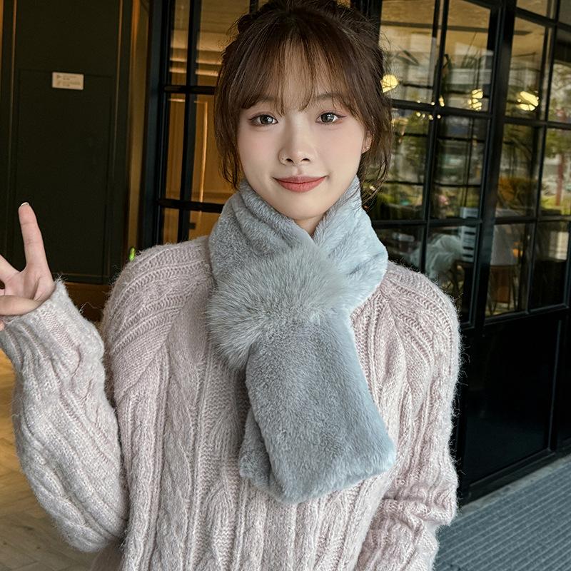 Artificial Fox Fur Scarf Women's Winter High-end Hair Scarf, Warm Wool Collar, Thickened Neck Guard