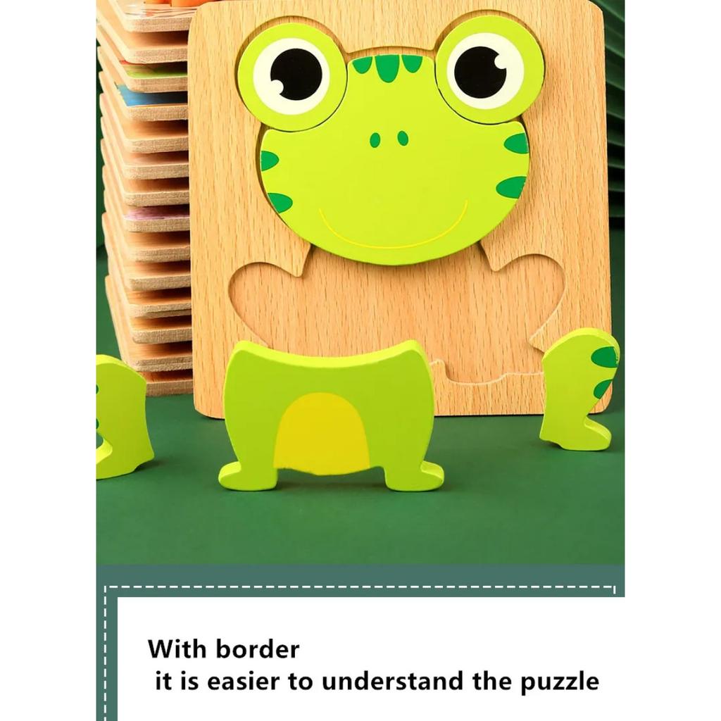 Высококачественные 3D деревянные пазлы, обучающие мультяшные животные, раннее обучение, познание, интеллект, игра-головоломка для детей, игрушки