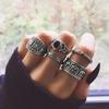 5Pcs/Set Carving Elephant Round Stone Stacking Women Retro Knuckle Ring Jewelry