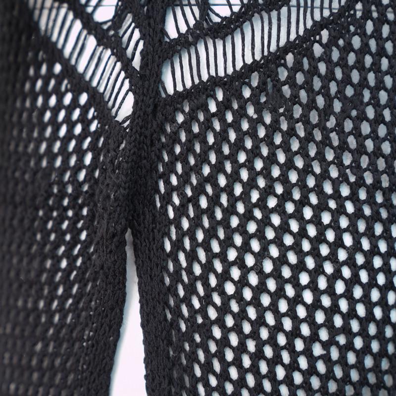 EDOLYNSA Cover-ups Sexy Strap Open Back Knitted Summer Beach Mesh Dress Crochet Tunic Women Beachwear Swimsuit Cover Up Sarongs Q902