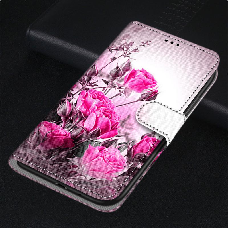 For Samsung S25 S24 S23 S22 S21 S20 A16 A26 A36 A56 A15 A14 A53 A54 A05 A05s PU Leather Card Holder Flowers Animals Flip Wallet Kickstand Phone Case