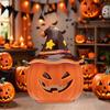 Halloween Ceramic Pumpkin Tea Light Holder Tabletop Spooky Pumpkin Sculptures Candle Holder for Home Holiday Party Decoration