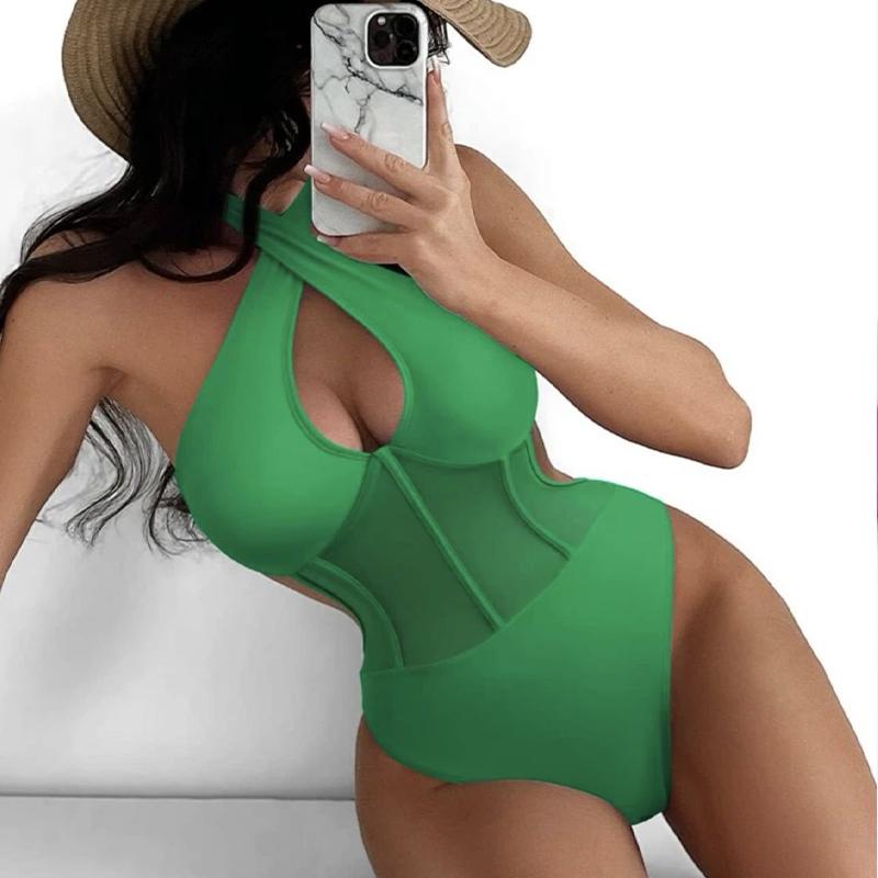 Женский купальник с эффектом пуш-ап, однотонные купальные костюмы, тропические бикини, женская пляжная одежда, цельный праздничный купальник