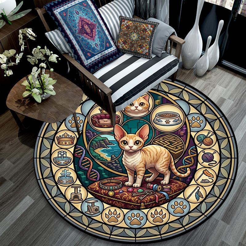 Cats Royal Legacy Round Area Rug Under Office Chairs Bedroom Living Room Home Decor