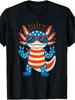Designed for TeenagersRetro Patriotic Axolotl TShirt 4th of July USA Themed Red White Blue Suitable for Machine Washable