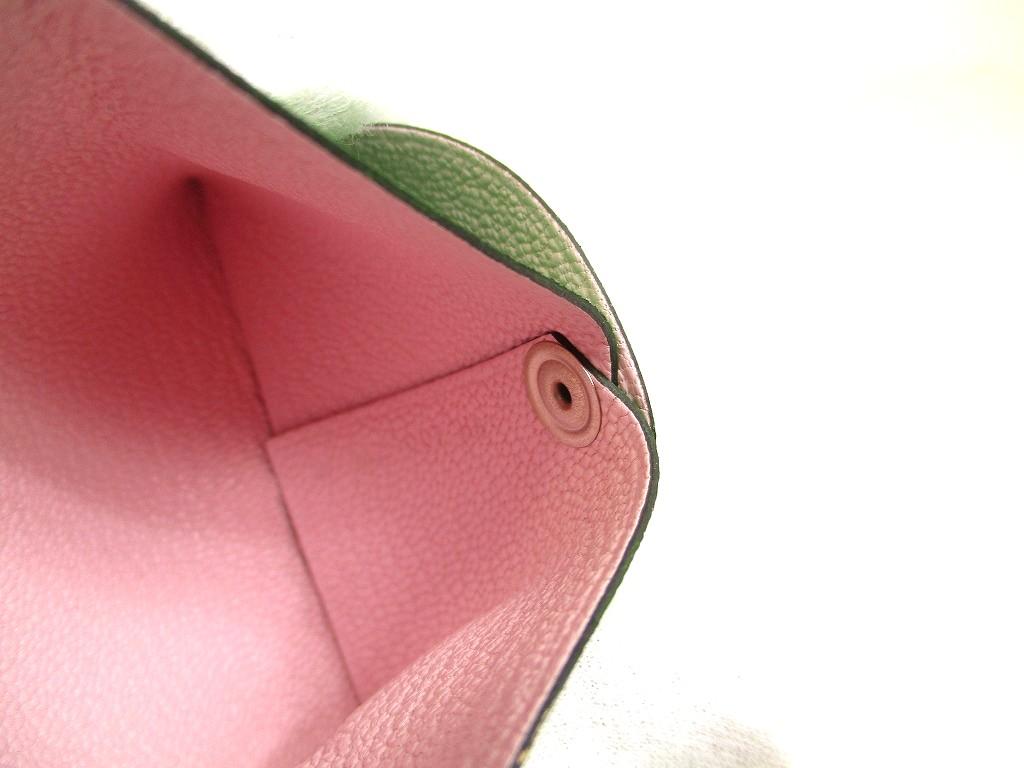 Подлинный HERMES Бамбук и Роза милый Кошелек для монет Bastia из кожи шевро Myzore #a925 Восстановленный