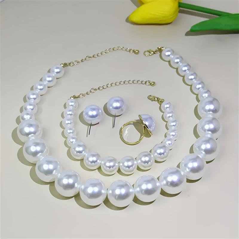 Хороший французский стиль для женщин на свадьбу комплект ювелирных изделий из искусственного жемчуга браслет включает ожерелье из 5 предметов роскошный стиль элегантный и кольцо винтажные серьги