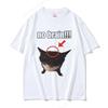 Funny Cat No Brain Graphic Print T Shirts Unisex Women Joke Humor Cute Kawaii Meme T-shirts Unisex Casual Oversized Tees Short Sleeve