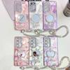 Samsung S25 Ultra Tin Foil Pattern IMD Mobile Phone Case Bracelet S24 Flash Powder Lens Film A56 Crown Mirror