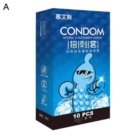 10Pcs/Box Sexual Condoms Bouncy Particles Safe Elasticity Fun Enhanced Pleasure Creative Natural Latex Rubber Condom for Bedroom