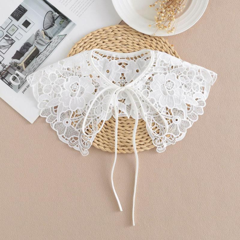 Lace Fake Collar Women Detachable Collars For Women False Collar Embroidery Floral Lolita Lapel Half Shirt Shawl Wrap Decoration