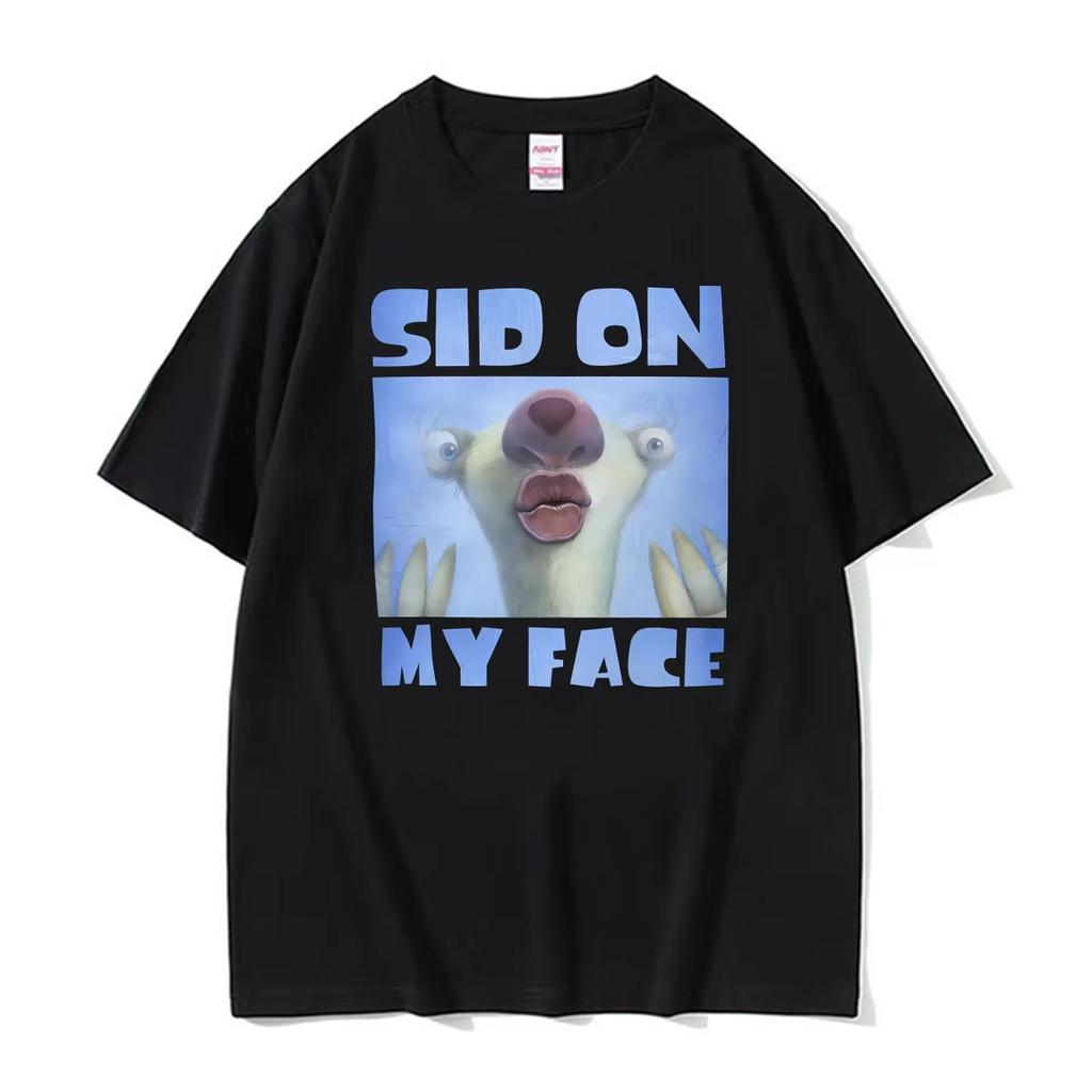 Funny Sid On My Face Meme Cursed Sloth Graphic Tshirts Unisex Unisex High Quality Summer Vintage T Shirt Oversized Cotton Tee Shirt