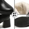 Женские зимние сапоги до середины голени, корейские модные сапоги с круглым носком и молнией сбоку, на толстом каблуке, модные женские плюшевые теплые сапоги на высоком каблуке