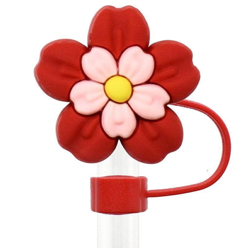 New Colorful Flower Straw Caps 10mm – Cartoon Reusable Dustproof Straw Stoppers for Home Use Practical Household Accessories
