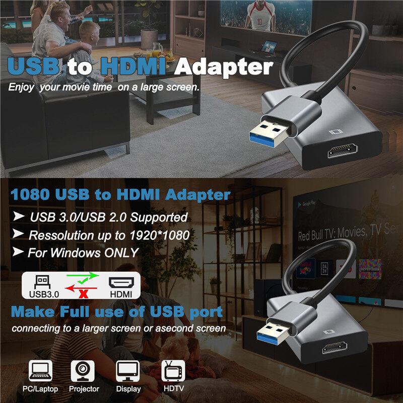 Адаптер видеовыхода USB 3.0 на HDMI 1080P, кабель-конвертер для нескольких дисплеев, внешний, для проектора, ноутбука, монитора, ПК, Windows 7/8