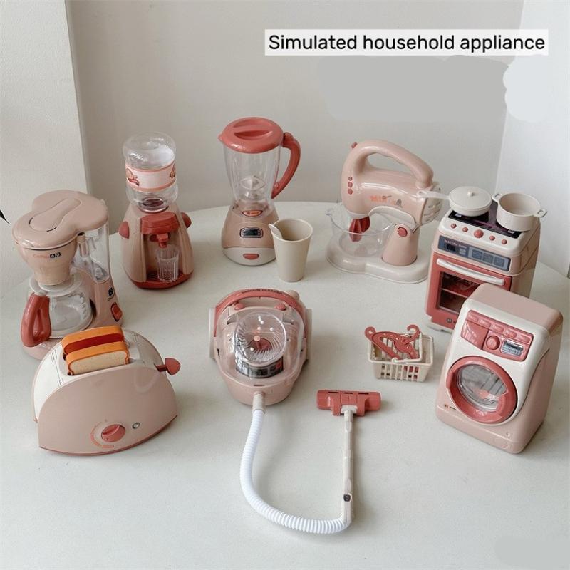 Play House Toy Washing Machine Vacuum Cleaner Coffee Maker Toaster Mini Appliances Cute Toys Kids Pretend Play Toys