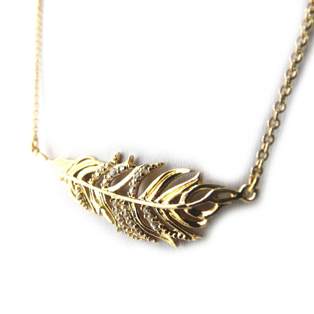 Les Trésors De Lily [M9595] - White Gold 'Gold Leaf' Gold-Plated Necklace