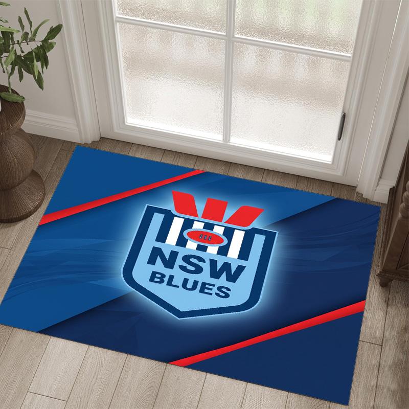 NSW Blues Design Crystal Velvet Carpet Cozy Non?Slip Printed Rug For Bedroom Living Room Entrance